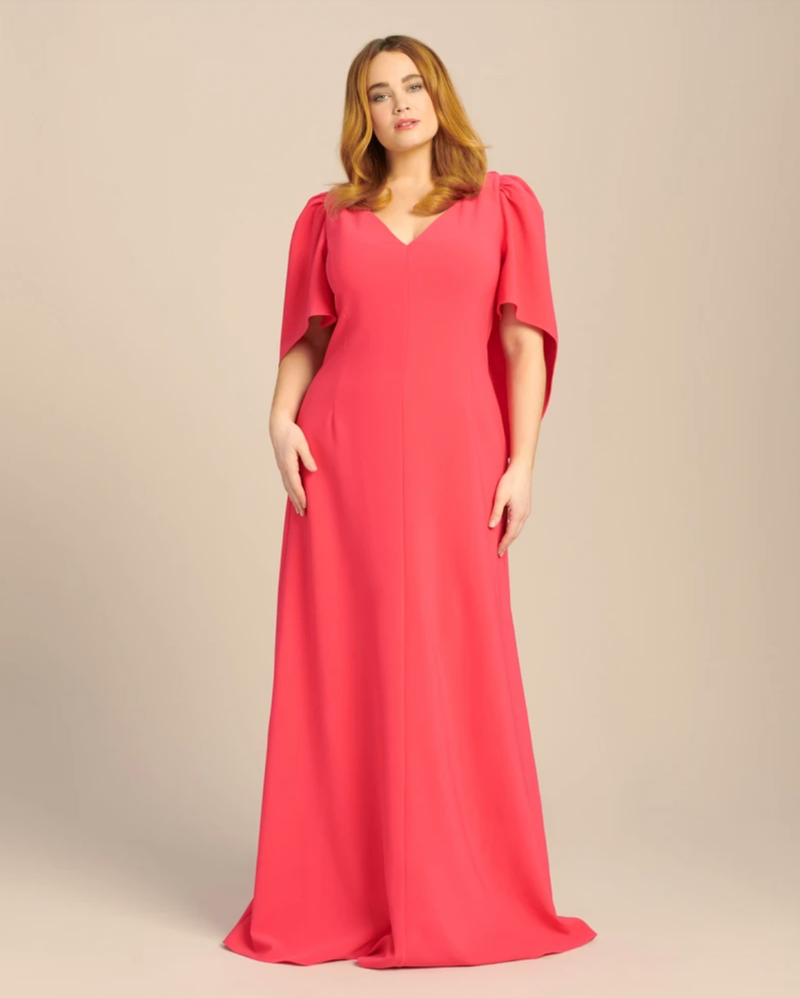 Carolina Herrera V-Neck Gown with Cape and Open Back