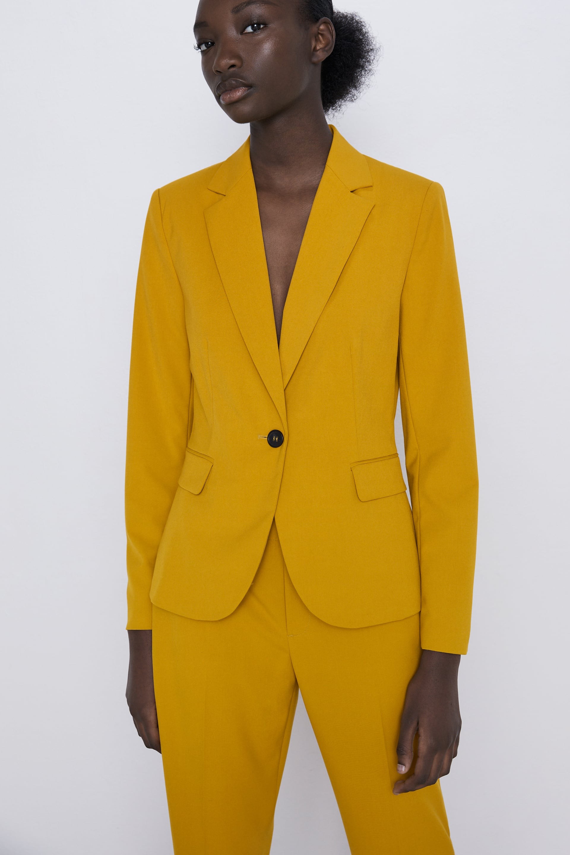 Zara Basic Blazer In Mustard