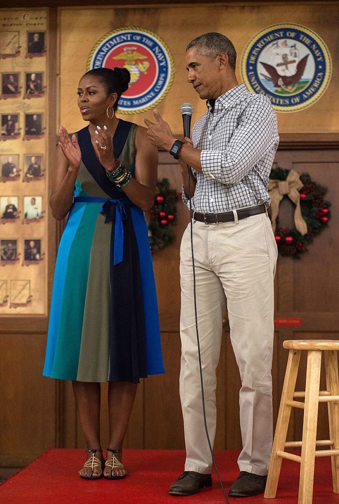MICHELLE AND BARACK OBAMA AT THE MARINE CORPS BASE HAWAII, 2016