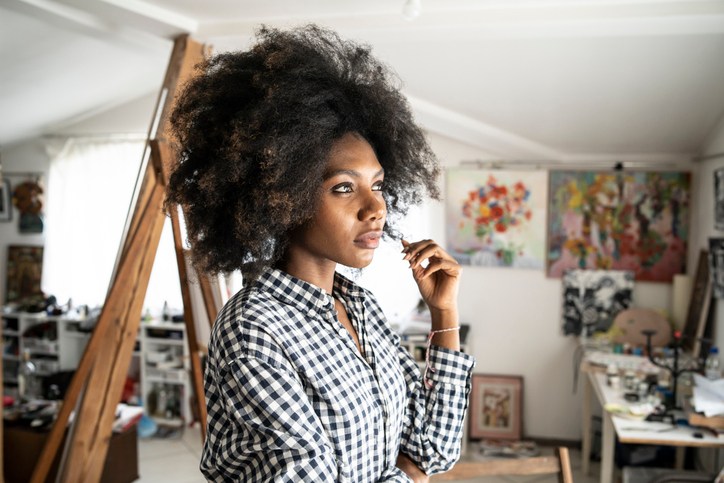 Female artist in studio