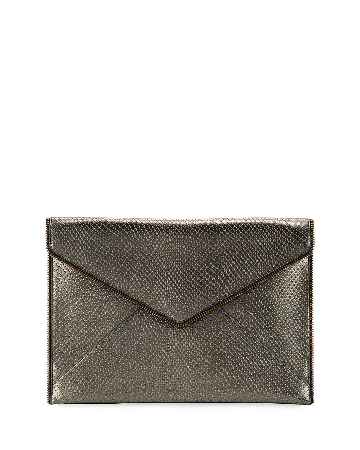 Rebecca Minkoff Leo Snake-Print Leather Clutch Bag