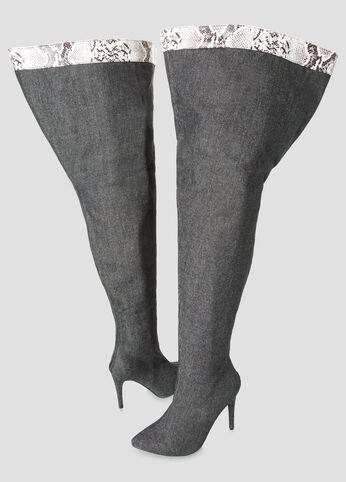 DENIM THIGH HIGH BOOT