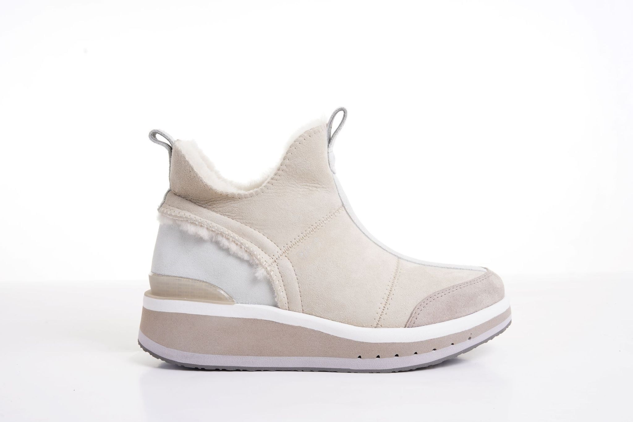 WOMEN'S KO-Z SNPR MID WEDGE / BLANC - LIGHT GREY