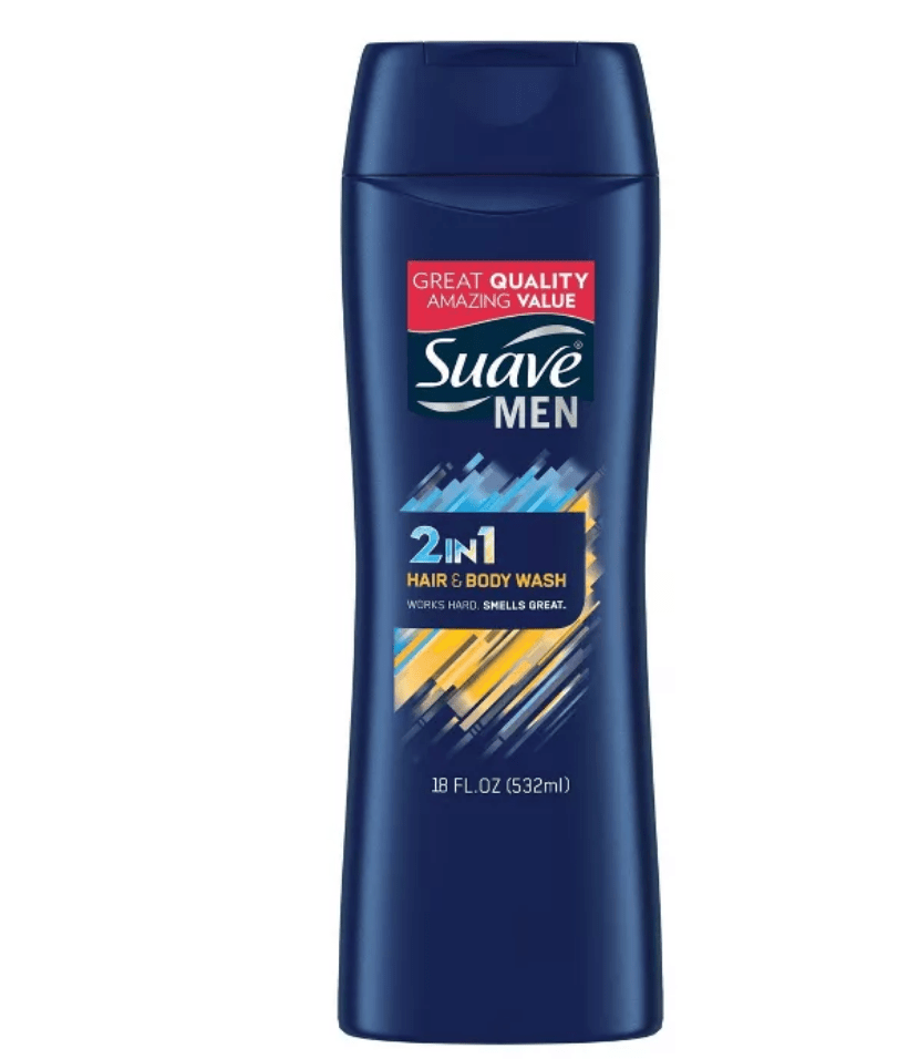 Suave Men 2-in-1 Hair Shampoo & Body Wash Soap for All Skin & Hair Types - 18 fl oz
