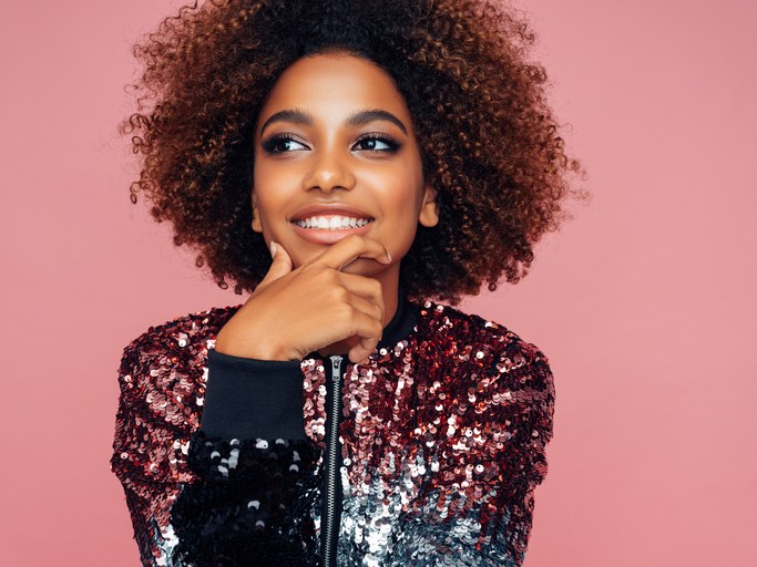 Portrait of attractive young afro woman