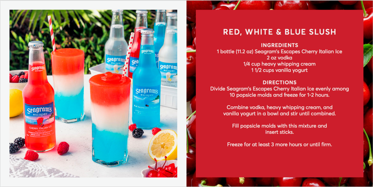 Seagram's Escapes Italian Ice Cocktail Recipes