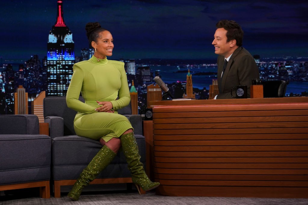 Alicia Keys Sits on stage with Jimmy Fallon at The Tonight Show Starring Jimmy Fallon - Season 9