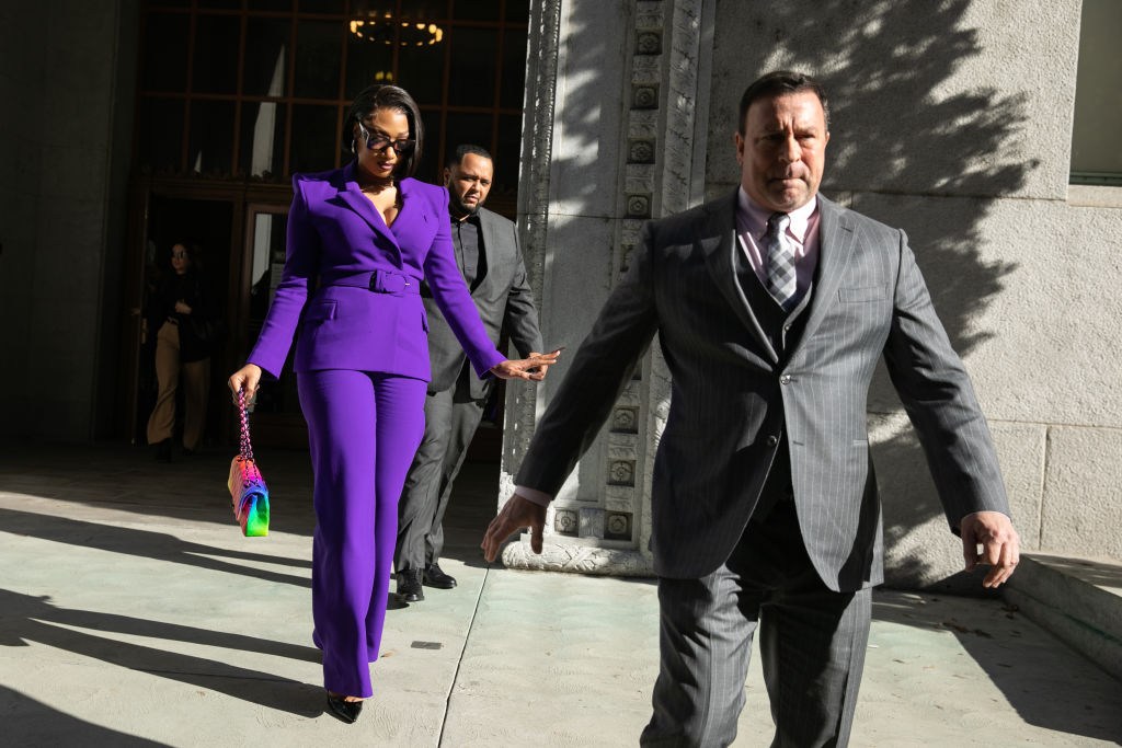 Megan Thee Stallion whose legal name is Megan Pete arrives at court to testify in the trial of Rapper Tory Lanez for allegedly shooting her