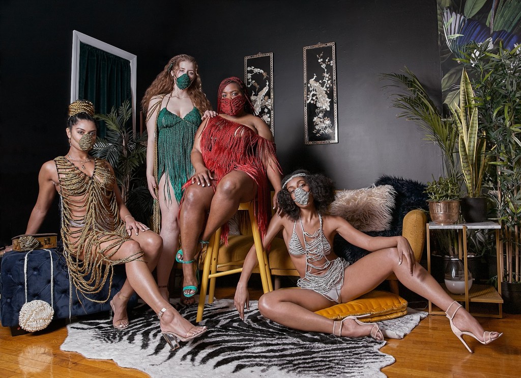 Models posing in Kay de Trés designs