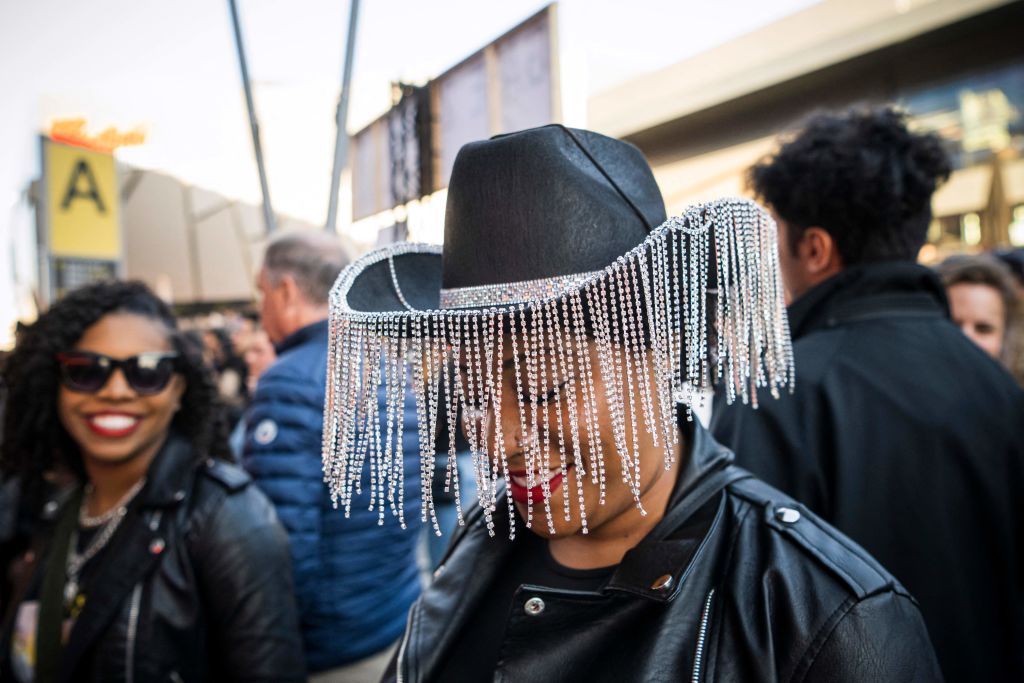 Black and Silver Fringe Cowgirl Hat