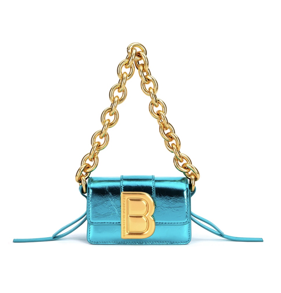 Blue Metallic Micro Nia Bag