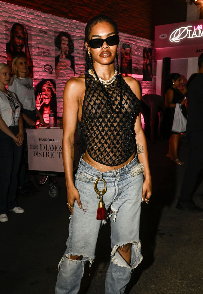 Teyana Taylor Dons A Mesh Tank To The Diamond District.