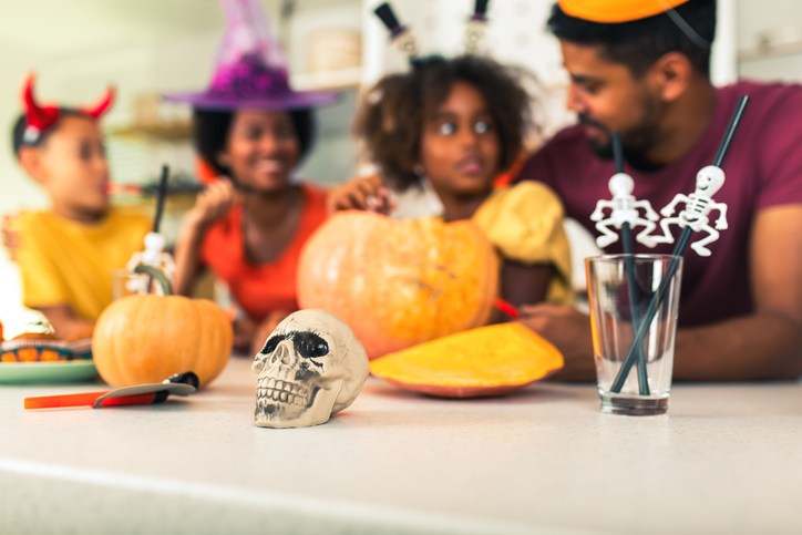 Family has fun in Halloween time