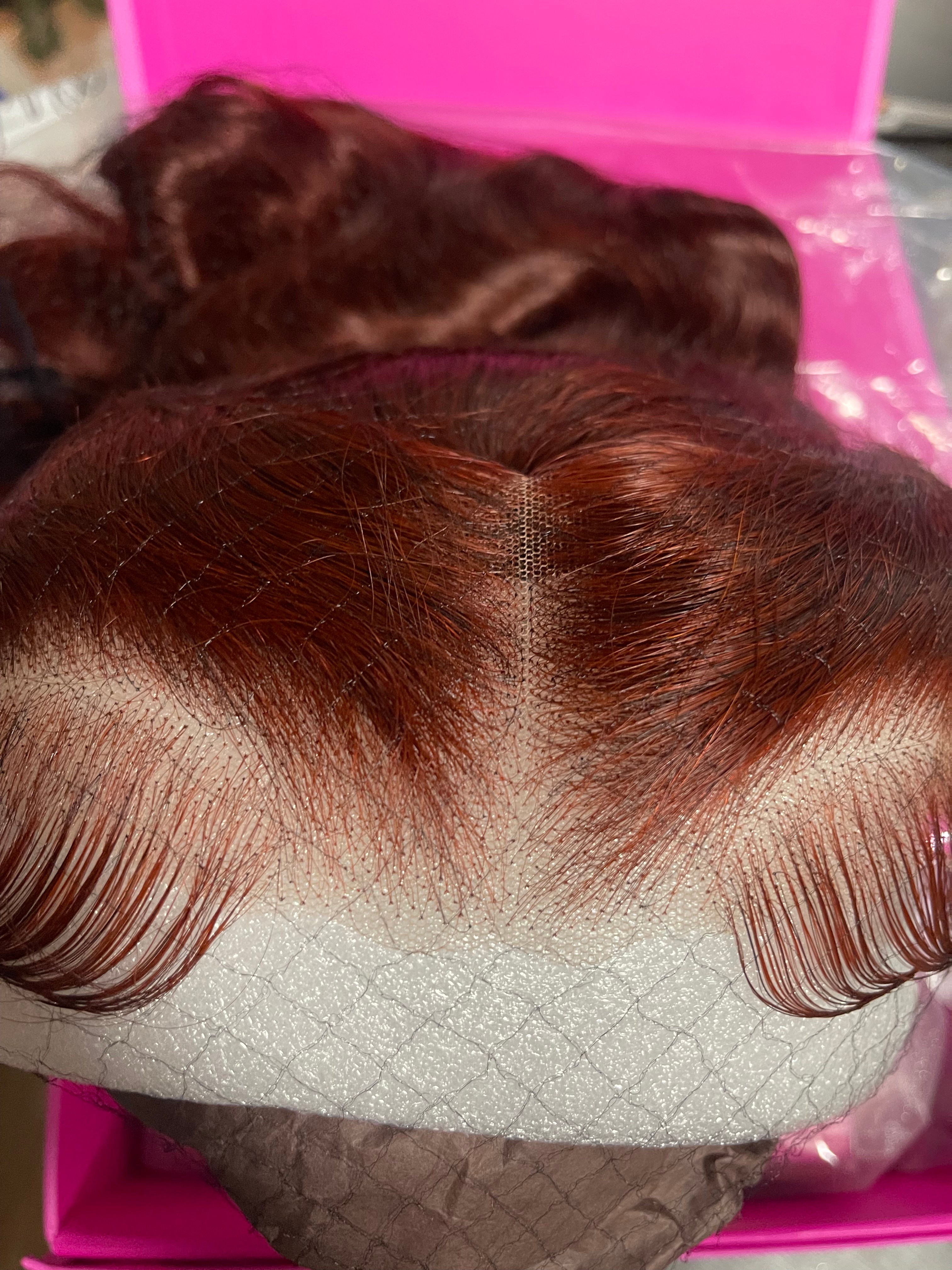 UNice Put On And Go 6X4.5 Pre-Cut Lace Reddish Brown Body Wave Air Wig