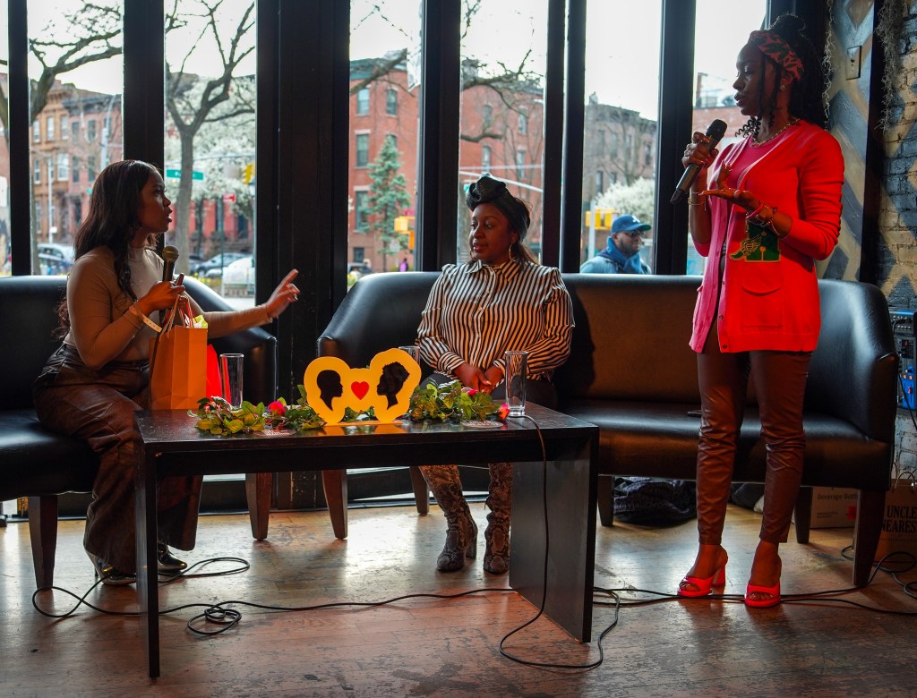Women chatting on a couch