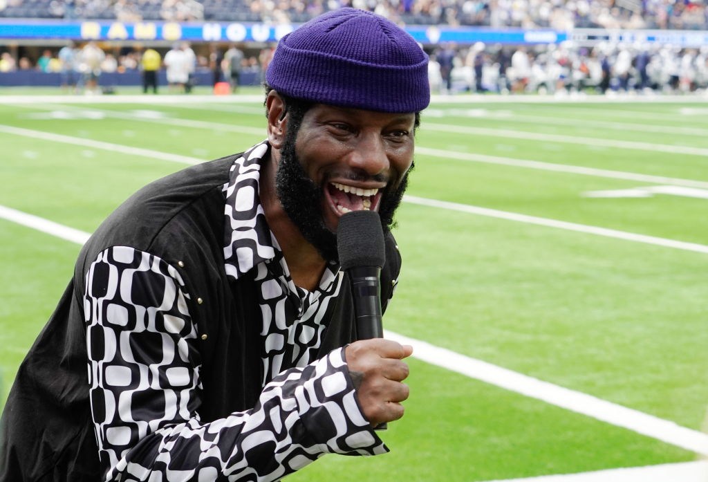 Celebrity Sightings In Los Angeles - August 11, 2024 Tyrese, Beard, National Anthem, hair, SoFi Stadium 