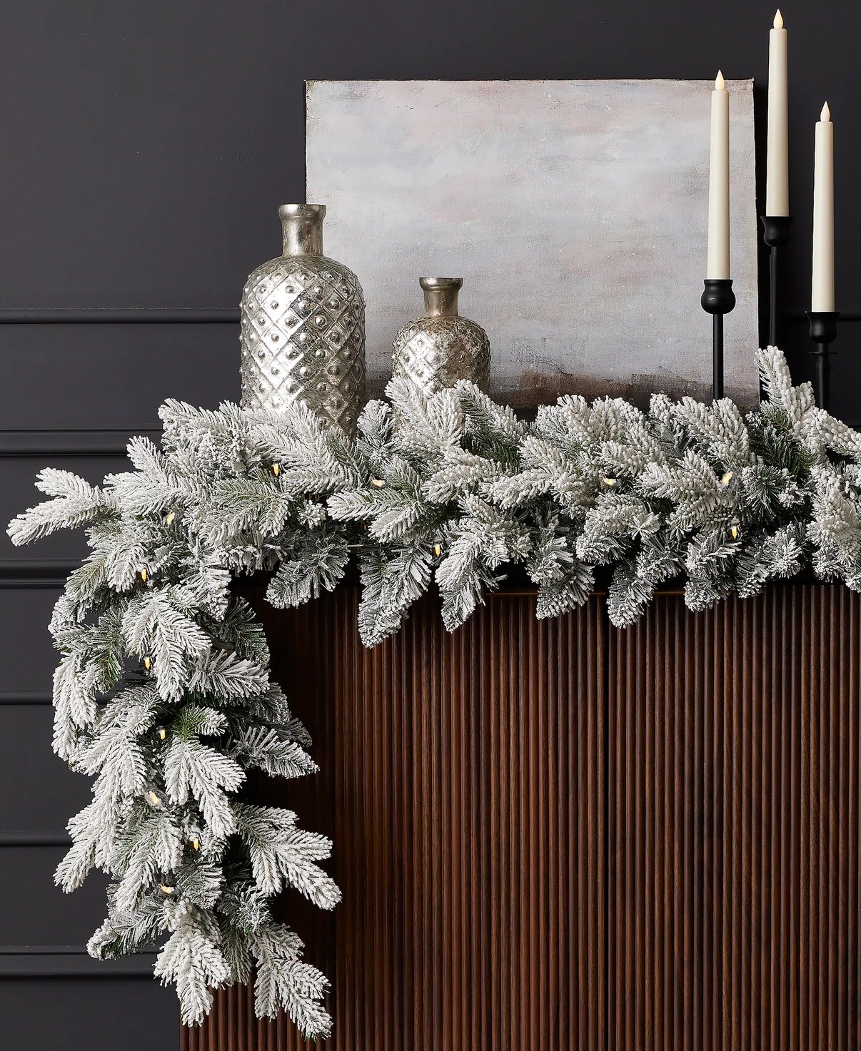 9ft Flocked Garland - holiday decor