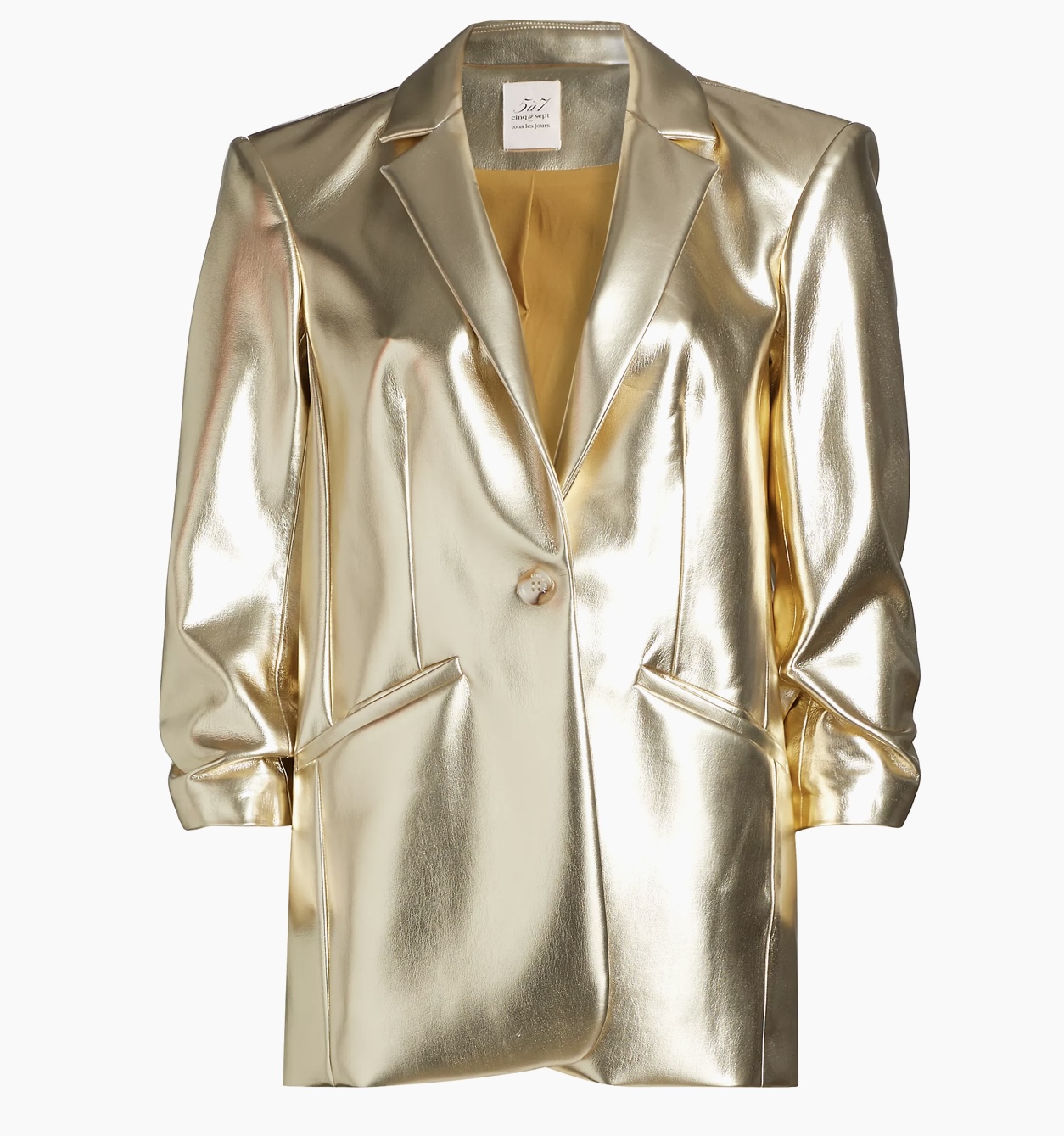 Metallic Faux Leather Blazer