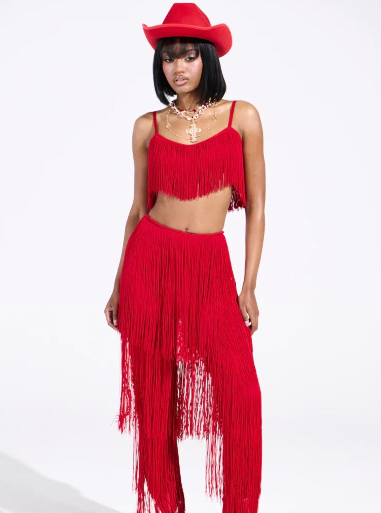 Red Fringe Pants