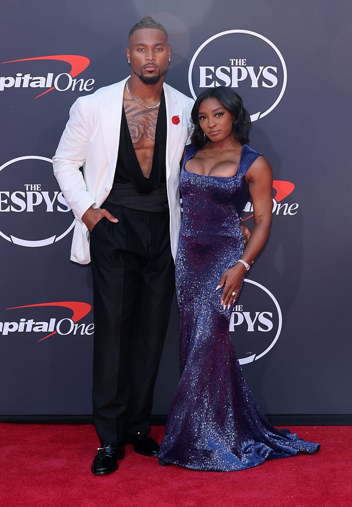 Simone Biles (Athleta by Zac Posen) & Jonathan Owens