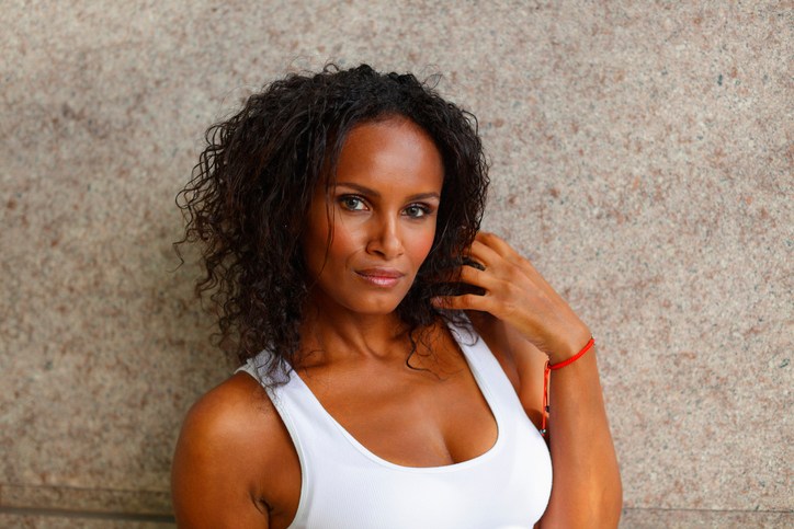 Attractive woman with wavy hair